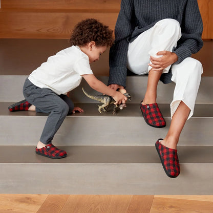Birkenstock Zermatt Kids Shearling Wool Felt Plaid Red