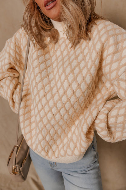 Threaded Pear Ximena Rhombus Textured Knit Sweater