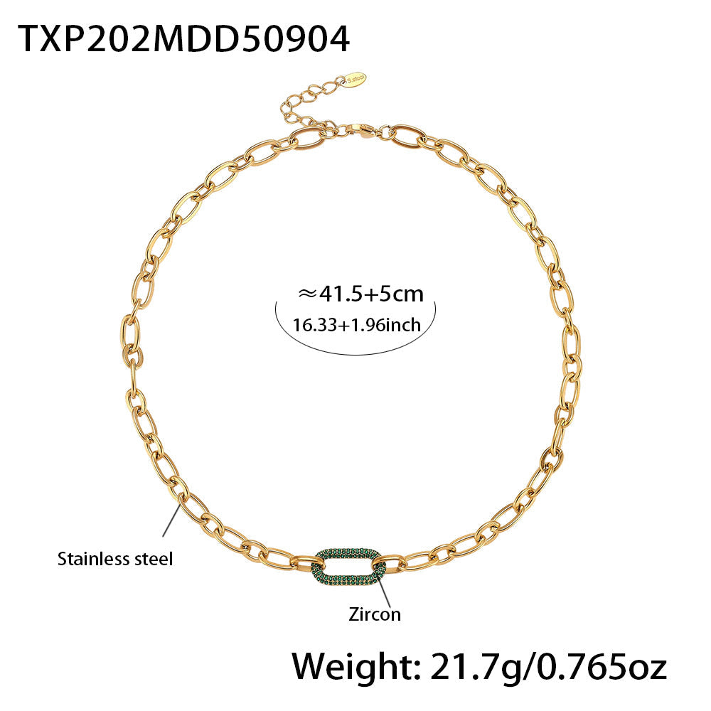 Titanium Steel Zircon Jewelry Set | Micro-Pave Zirconia Clavicle Necklace & Bracelet | Luxury Stainless Steel Jewelry Suit for Women | Trendy Minimalist Sparkle Accessory Set | 2026 High-Fashion Tarnish-Free Jewelry