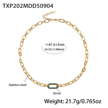 Titanium Steel Zircon Jewelry Set | Micro-Pave Zirconia Clavicle Necklace & Bracelet | Luxury Stainless Steel Jewelry Suit for Women | Trendy Minimalist Sparkle Accessory Set | 2026 High-Fashion Tarnish-Free Jewelry
