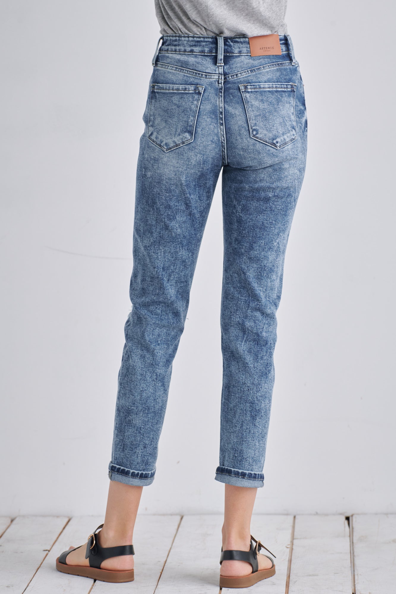 Aubree High Rise Stretch Distressed Mom Jeans