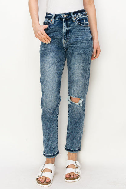Aubree High Rise Stretch Distressed Mom Jeans