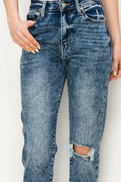 Aubree High Rise Stretch Distressed Mom Jeans