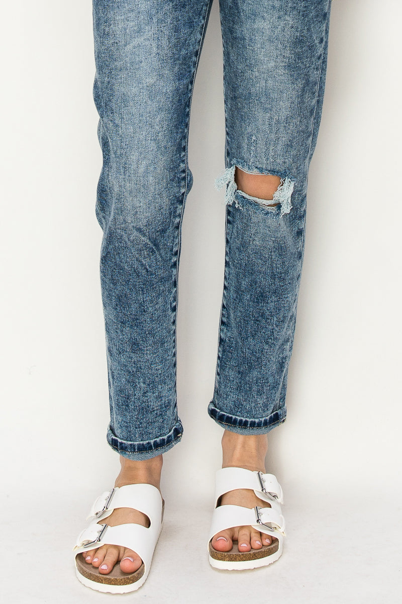 Aubree High Rise Stretch Distressed Mom Jeans
