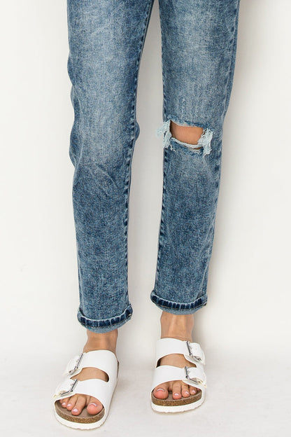 Aubree High Rise Stretch Distressed Mom Jeans