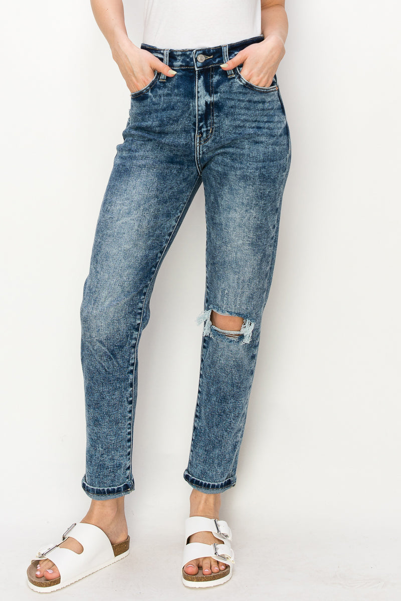 Aubree High Rise Stretch Distressed Mom Jeans