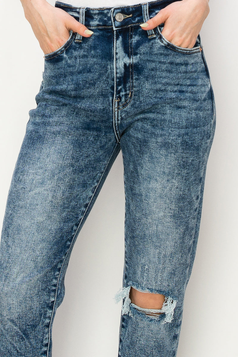 Aubree High Rise Stretch Distressed Mom Jeans