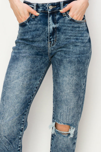 Aubree High Rise Stretch Distressed Mom Jeans