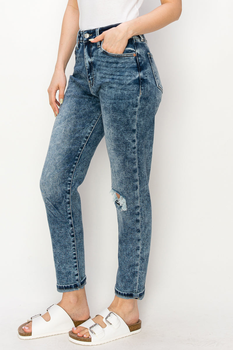 Aubree High Rise Stretch Distressed Mom Jeans