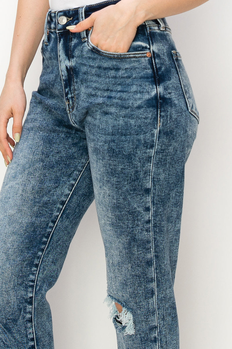 Aubree High Rise Stretch Distressed Mom Jeans