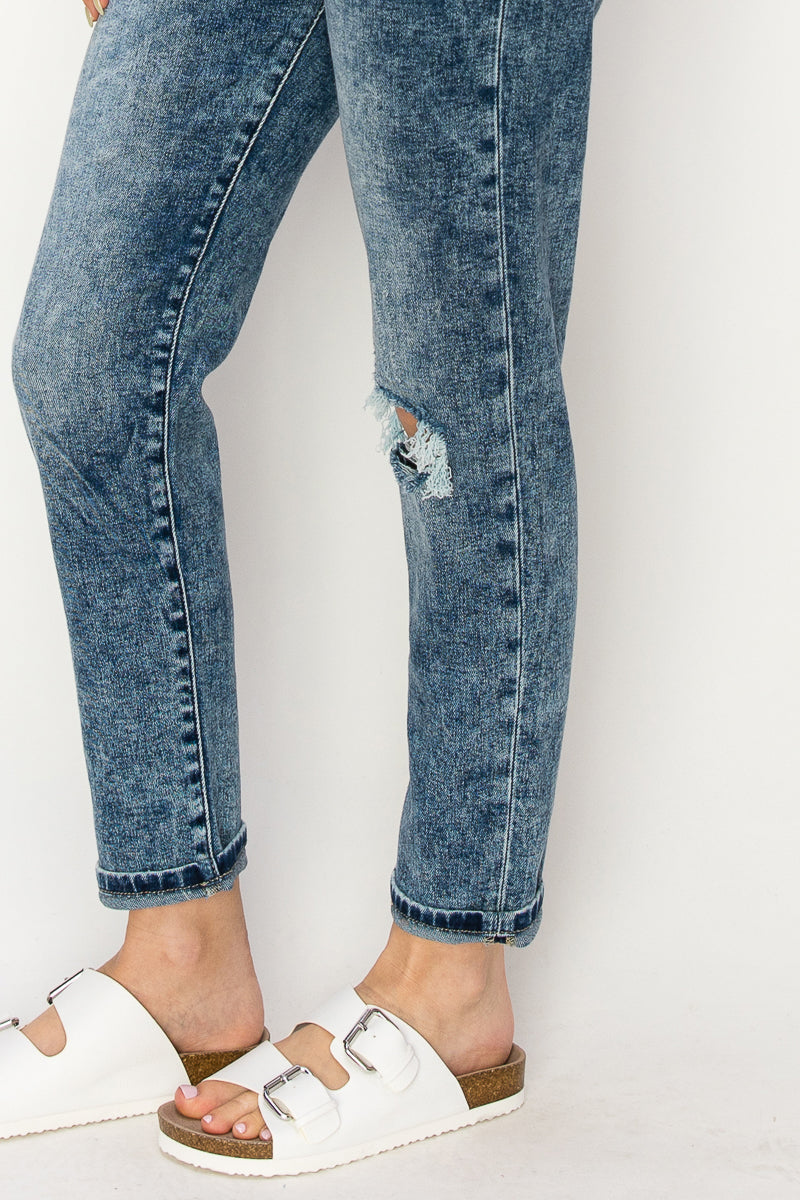 Aubree High Rise Stretch Distressed Mom Jeans