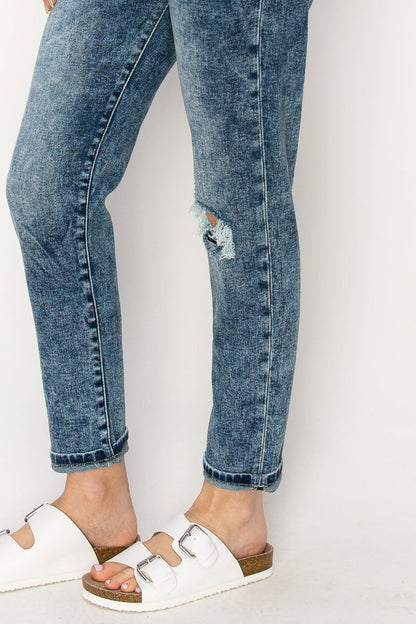 Aubree High Rise Stretch Distressed Mom Jeans