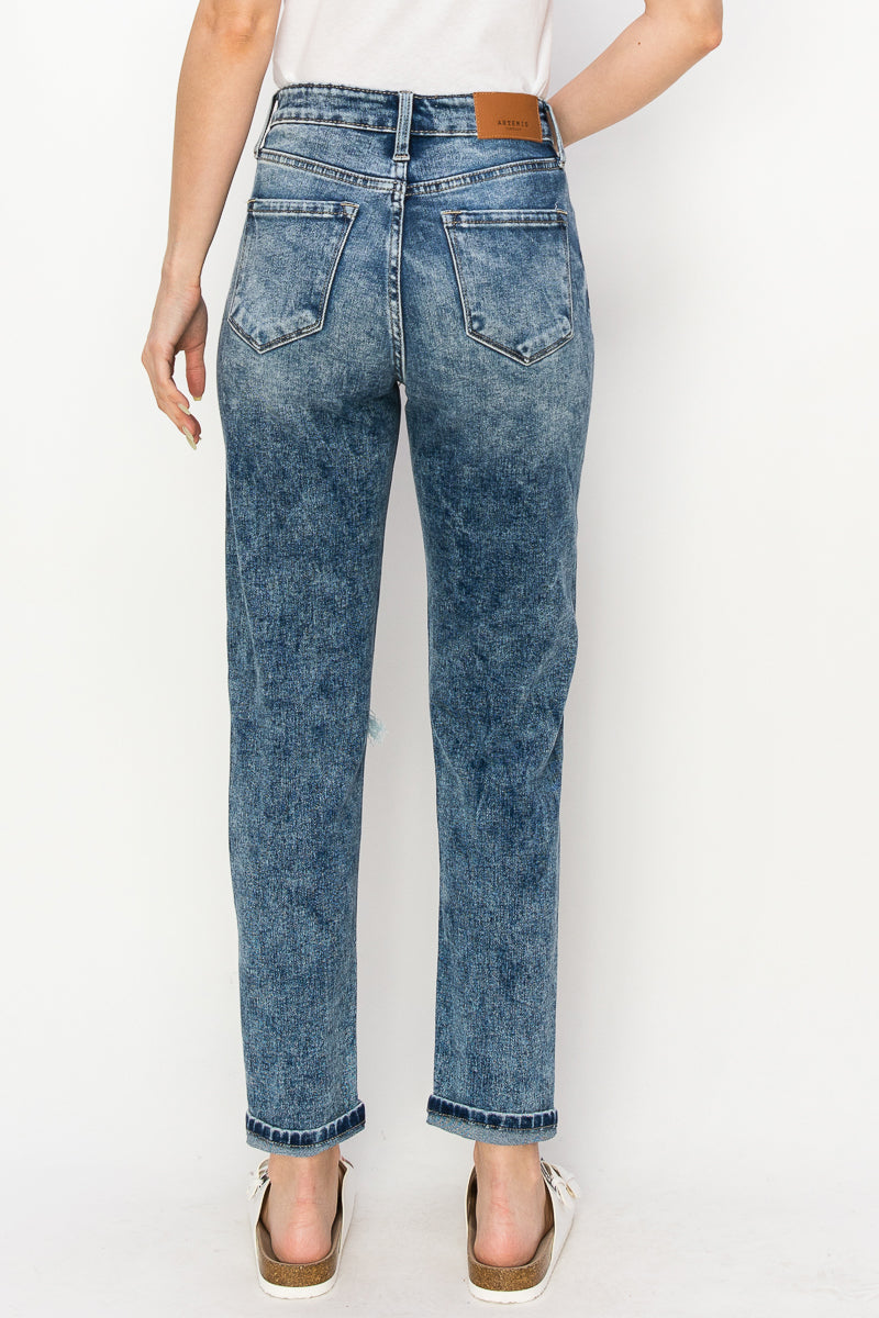 Aubree High Rise Stretch Distressed Mom Jeans