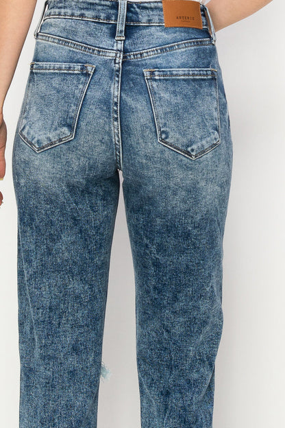 Aubree High Rise Stretch Distressed Mom Jeans