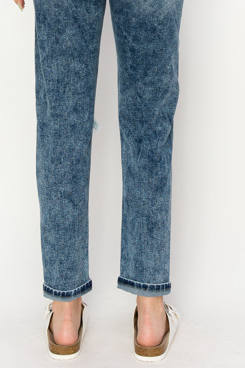 Aubree High Rise Stretch Distressed Mom Jeans