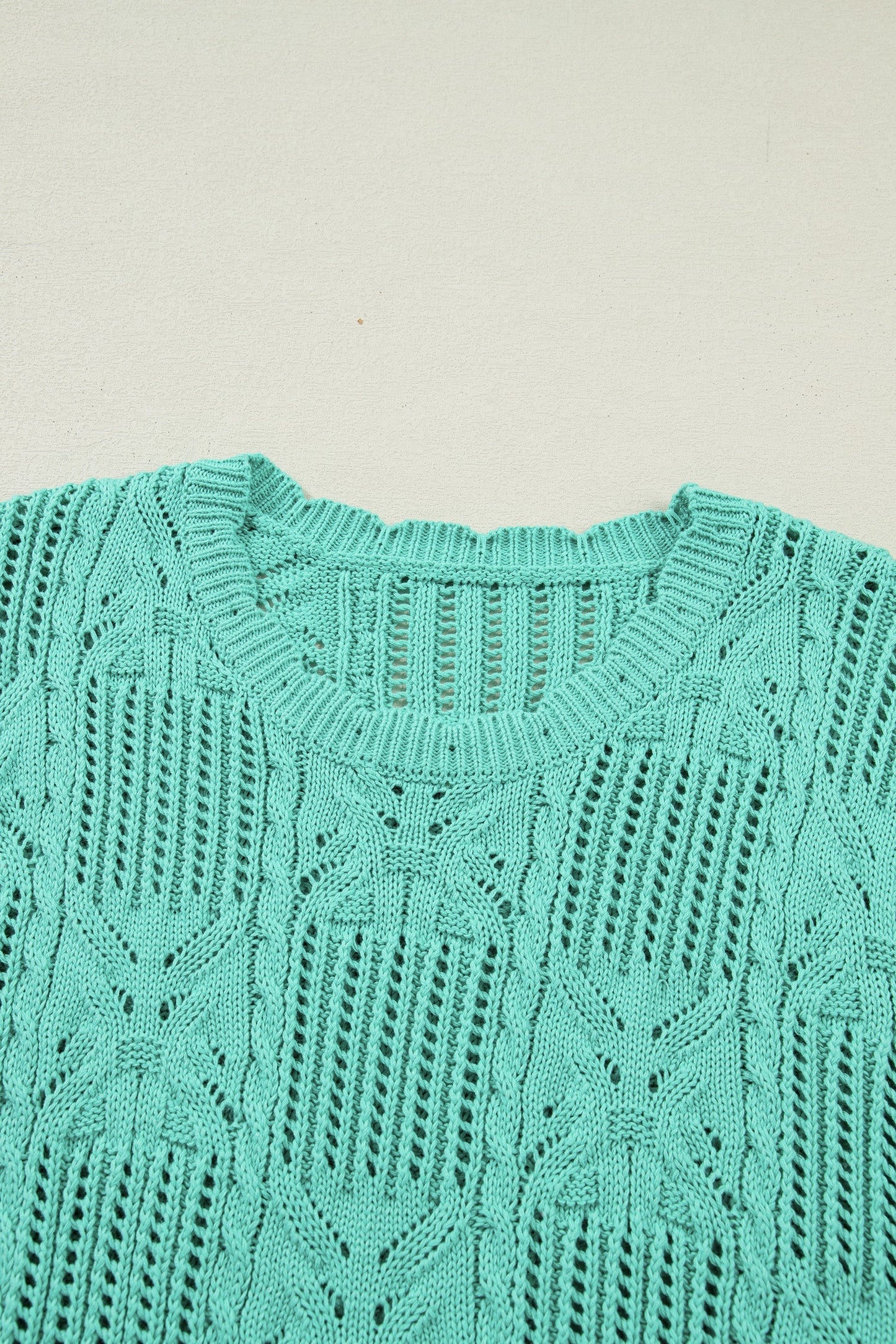 Threaded Pear River Trim Short Sleeve Sweater
