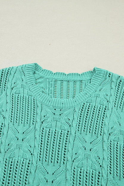 Threaded Pear River Trim Short Sleeve Sweater