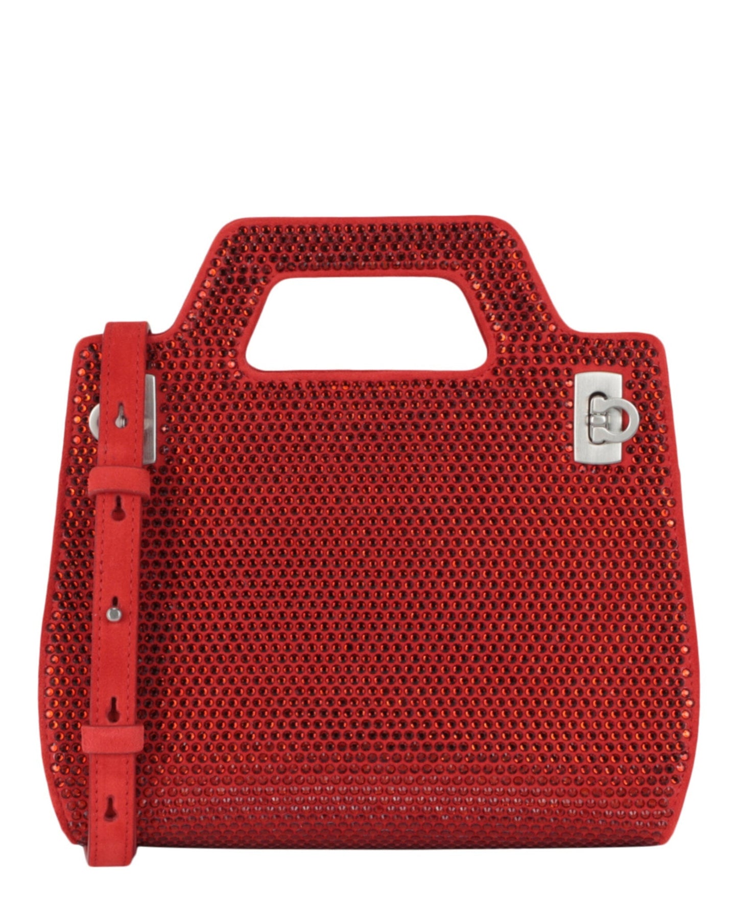 Ferragamo Wanda Mini Stain and Strass Top-Handle Bag