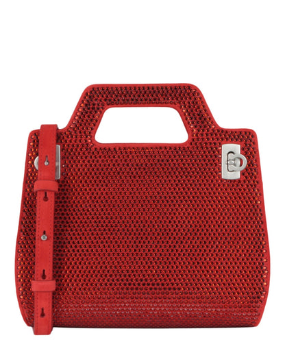 Ferragamo Wanda Mini Stain and Strass Top-Handle Bag