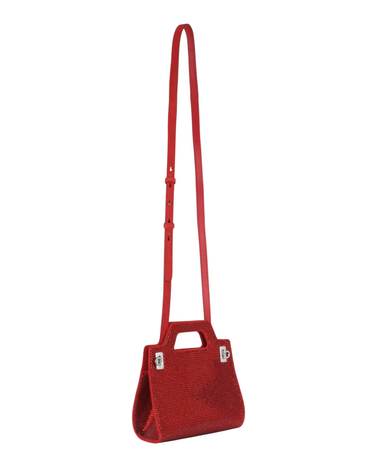 Ferragamo Wanda Mini Stain and Strass Top-Handle Bag