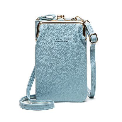 Fashion Lychee Pattern Solid Color Crossbody Bag | Premium Pebbled Texture Shoulder Bag | Minimalist Diagonal Sling Purse for Women | Elegant Daily Travel Messenger Bag