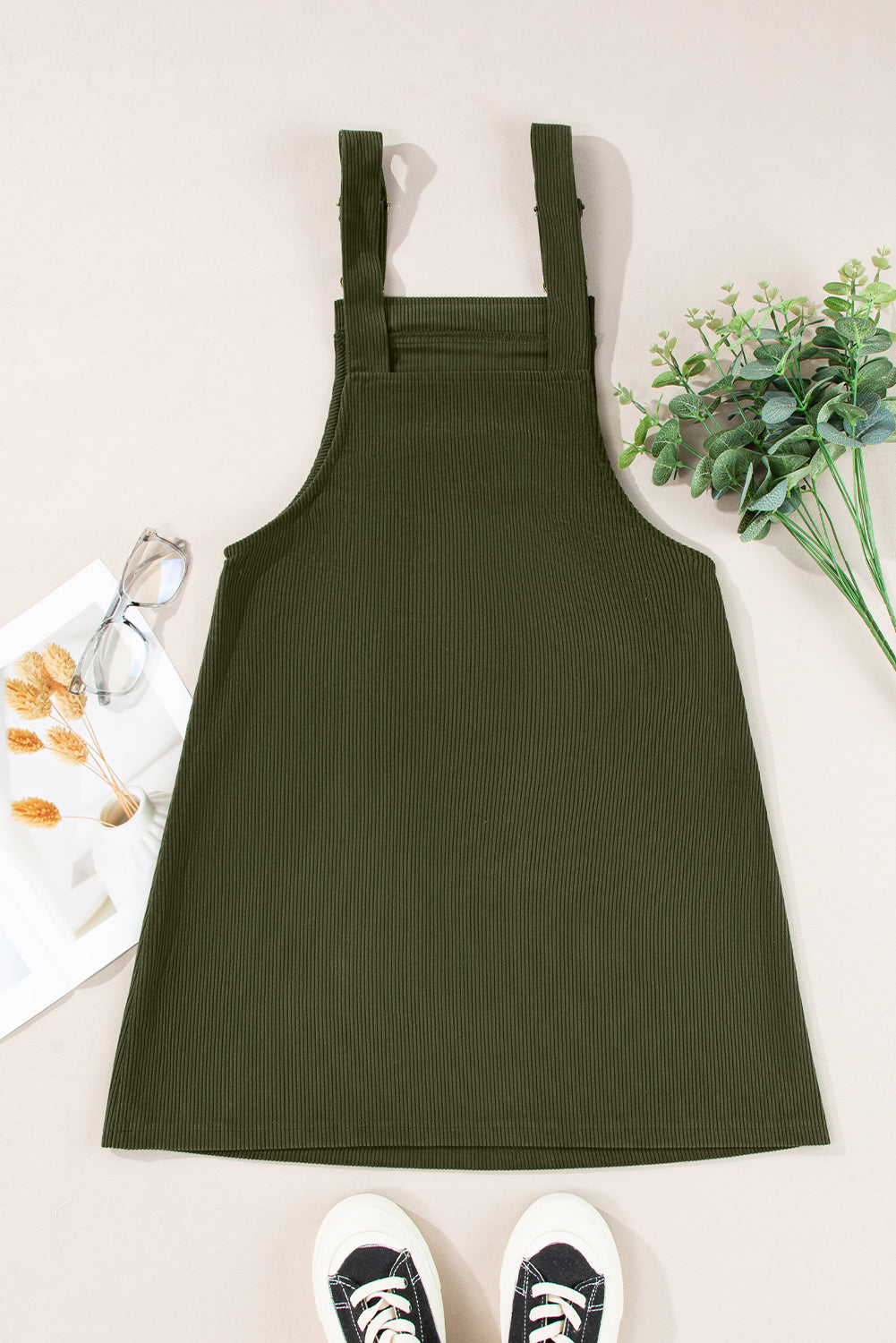 Threaded Pear Alexis Front Pockets Corduroy Overall Dress.