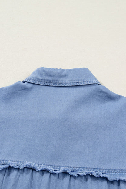 Blake Washed Drop Shoulder Bracelet Sleeve Chambray Shirt