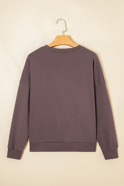 Threaded Pear Callie Terry Bow Pattern Drop Shoulder Sweatshirt