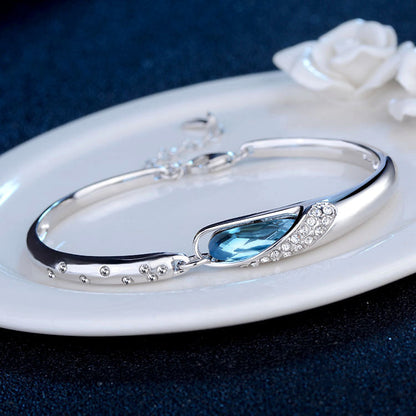Women’s Premium Austrian Crystal Bracelet | Elegant Sparkling Tennis Bracelet | Luxury Crystal Jewelry for Weddings & Anniversaries | High-Shine Statement Bracelet