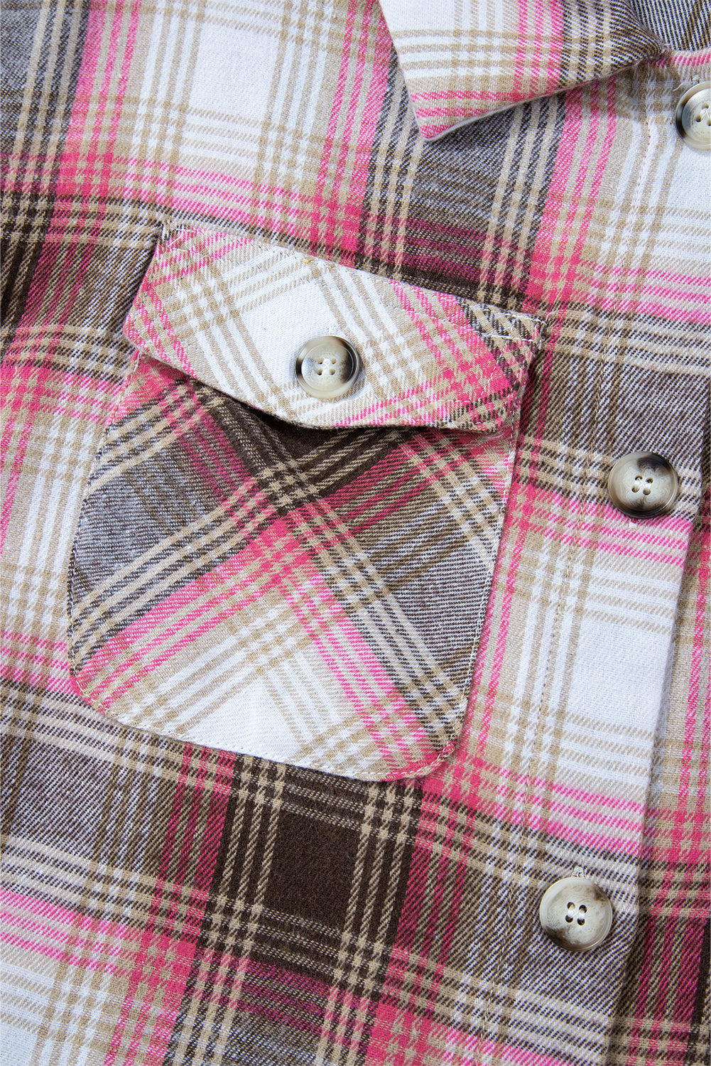 Threaded Pear Harper Plaid Flap Up Shacket
