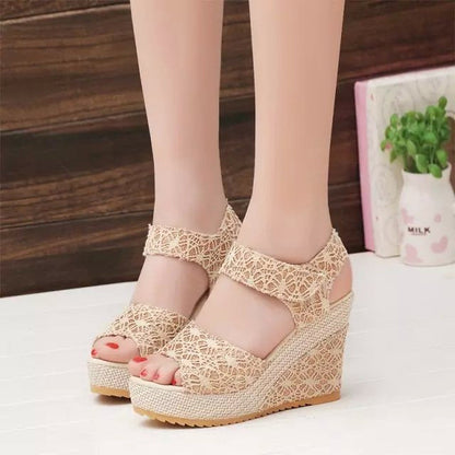 Women’s Flat-Bottom High-Heel Sandals | Comfortable Platform Wedge Sandals | High-Sense Summer Open-Toe Heels | Elegant Lightweight Daily Casual Sandals