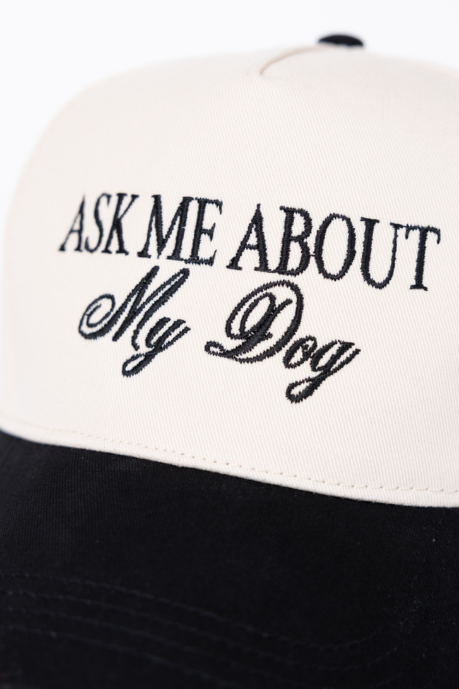 Ask Me About My Dog Black Trucker Hat