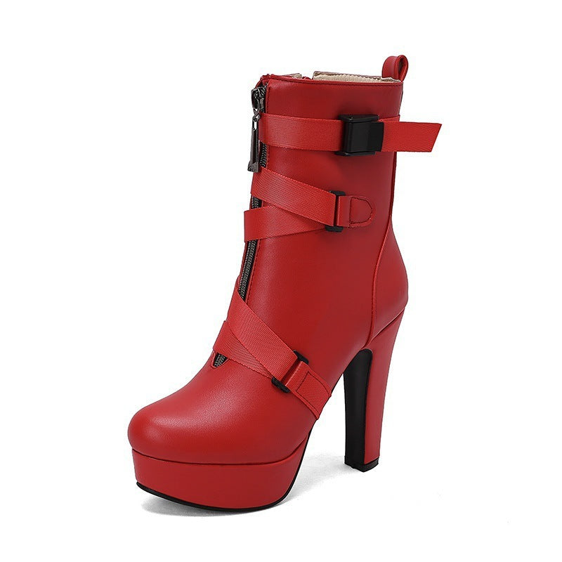 Women’s Luxury Mid-Calf Boots with Thick Soles | High-Sense Chunky Heel Executive Footwear | Trendy Minimalist Gothic-Luxe Platform Boots | Luxury-Label Statuesque Radiant Boots | 2026 High-Fashion Emerald-Luxe Essential