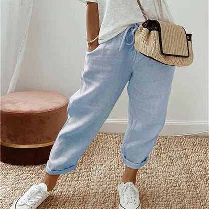 Women’s Premium Cotton-Linen Casual Pants | Breathable Solid Color Trousers | Elegant Relaxed Fit Summer Pants | Trendy Minimalist High-Rise Bottoms | 2026 Sustainable Fashion Collection