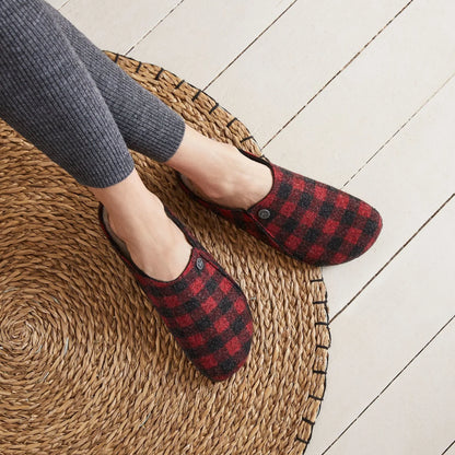 Birkenstock Zermatt Kids Shearling Wool Felt Plaid Red