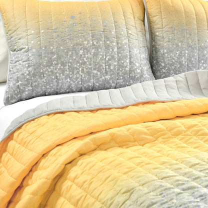 Glitter Ombre Metallic Print Quilt Set With Pillowcases