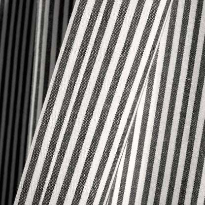 Farmhouse Vintage Stripe Recycled Cotton Blend Window Curtain Panel Set