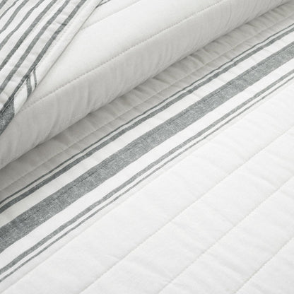 Farmhouse Stripe Reversible Cotton Quilt Set