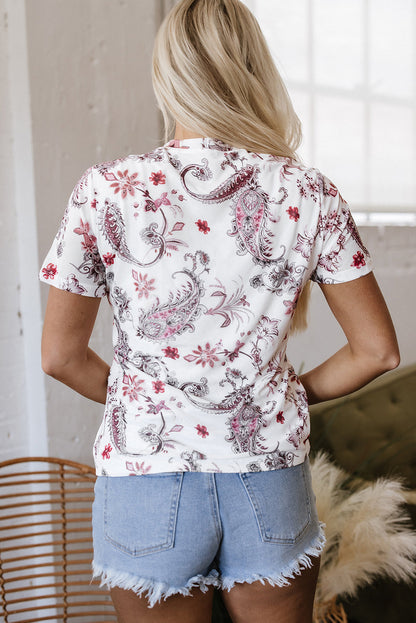 Threaded Pear Elia Vintage Paisley Mock Neck Top