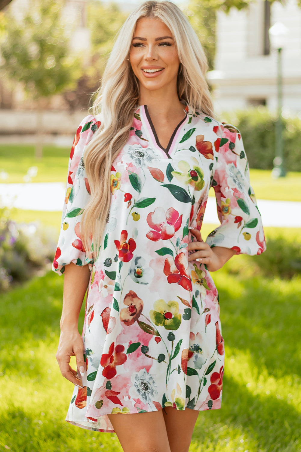 Threaded Pear Aliya Half Sleeve Shift Dress