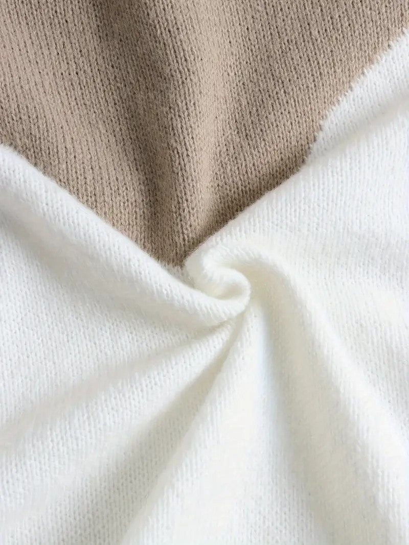 ✨Cozy Color Block Knit Hoodie with Drawstring Details (Final Days: Big Savings!!!)