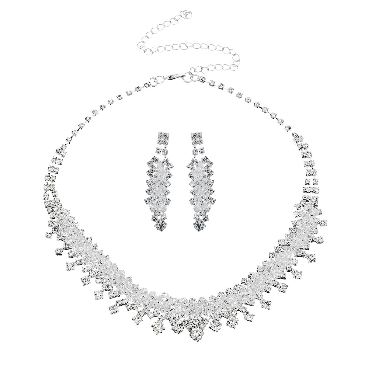 Luxury Wedding Jewelry Set for Women | Elegant Crystal Necklace & Earrings Suite | Modern Bridal Jewelry Accessories | Trendy Sparkly Formal Evening Set | 2026 High-Fashion Wedding Guest Jewelry