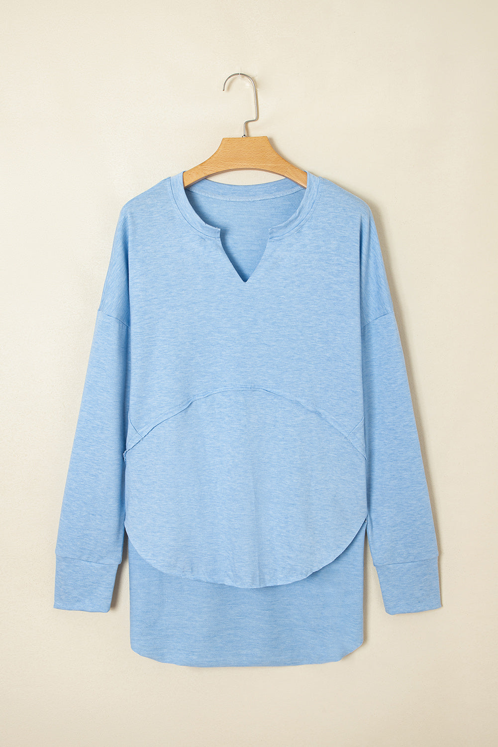 Threaded Pear Kahlani Terry Raw Hem Long Sleeve Top