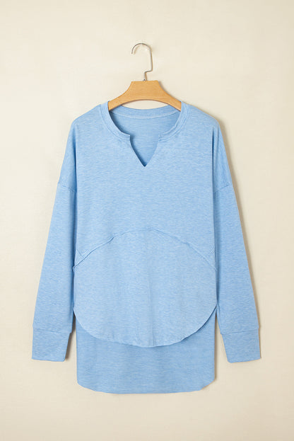 Threaded Pear Kahlani Terry Raw Hem Long Sleeve Top
