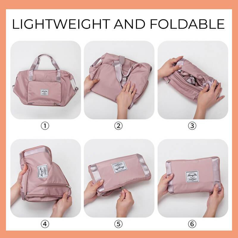 Foldable Large Capacity Travel Bag for Women | Waterproof Oxford Gym & Fitness Tote | Expandable Weekender Overnight Bag | Portable Lightweight Carry-on for Travel & Hospital