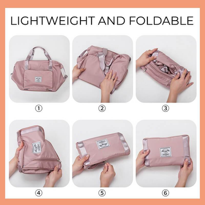 Foldable Large Capacity Travel Bag for Women | Waterproof Oxford Gym & Fitness Tote | Expandable Weekender Overnight Bag | Portable Lightweight Carry-on for Travel & Hospital