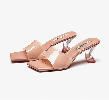 Women’s Elegant Crystal Chunky Heel Sandals | Sparkling Rhinestone High Heeled Sandals | Comfortable Block Heel Party Shoes | Glamorous Bridal & Evening Sandals