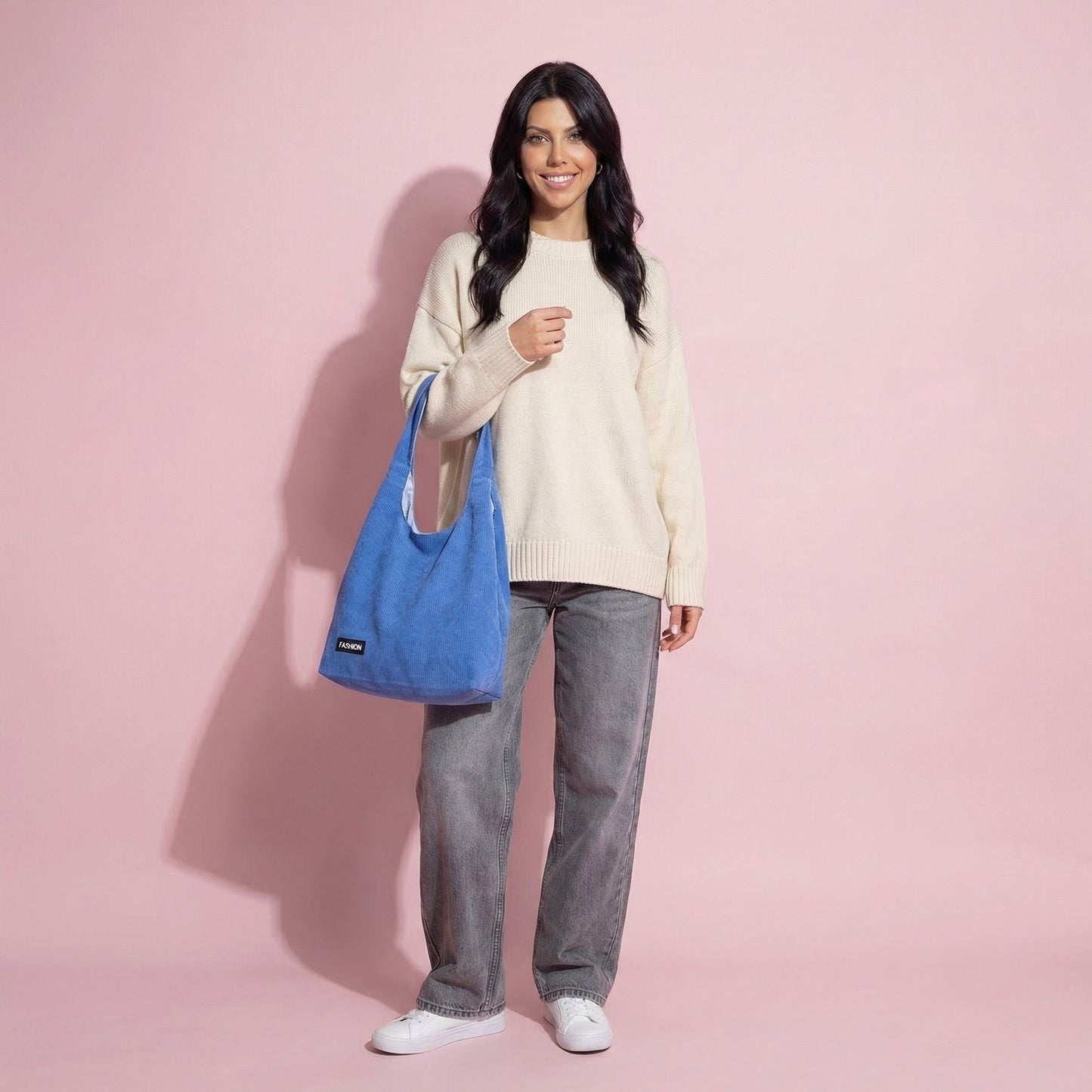 Anna-Kaci Women's Corduroy Tote Bag - Large Soft Shoulder Bag for Daily, Shopping & Casual Use