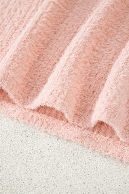 Threaded Pear Ivy Fuzzy Ribbed Texture Long Sleeve Top