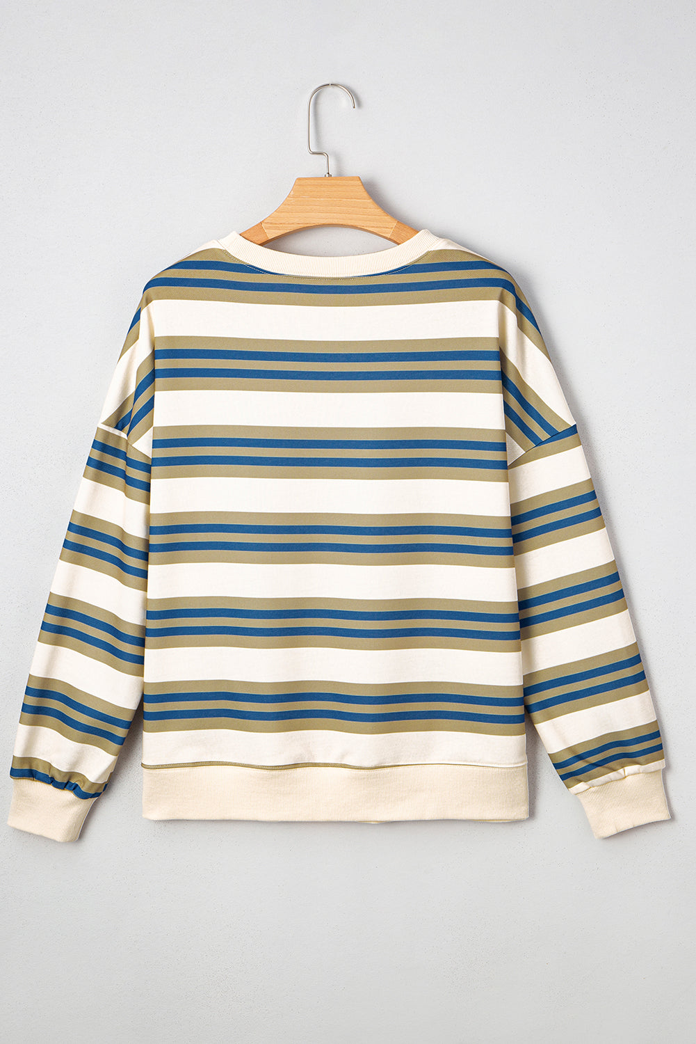 Threaded Pear Rose Stripe Crew Neck Pullover Sweatshirt